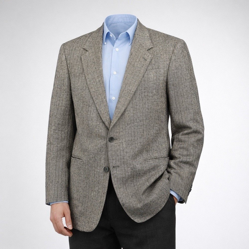 Gino Rossi Mens Sport Jacket Blazer Grey/Blue  Buttons Lining Size 48  100% Silk
